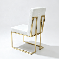Chaise de salle à manger en acier inoxydable doré de qualité commerciale avec coussin blanc amovible pour hôtels et événements