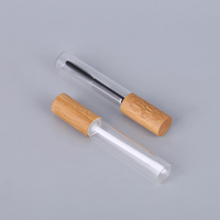 Envase Cosmético de Bambú Natural, Tubo de Vidrio Recargable de 5ml 10ml, Envase Vacío para Rímel, Brillo Labial, Delineador de Ojos con Pincel
