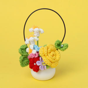 手工心形羊毛钩针玫瑰忘了我不要小花篮手持小植物情人节毕业 - Product Image 5