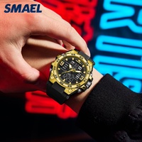 Montre de sport pour homme SMAEL 8138, affichage numérique, résistante à l'eau, mode streetwear, lumineuse, alarme, chronomètre, chronographe