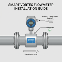 1% Digital Vortex Flow Meter Wide Turndown untuk Gas Cair DN15-DN600 Flange Baja Tahan Karat OEM