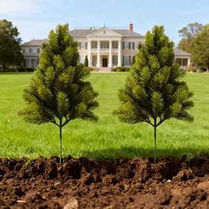 نبات اصطناعي أخضر للزينة، شجرة صغيرة بأسلوب الغابة من البلاستيك، منظر طبيعي مصغر يدوي الصنع صديق للبيئة، 53 سم، لعيد الميلاد - Product Image 1