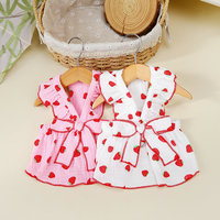 Robe pour animaux de compagnie en forme de fraise, vêtements pour chiens, printemps été, robe pour petits chiens, jupe à nœud avec harnais, vêtements pour chiens et chats, chemise pour animaux de compagnie