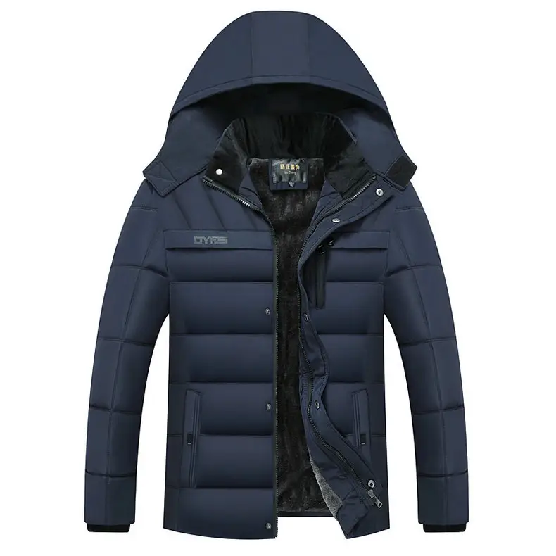 Chaqueta gruesa de invierno para hombre, Parkas cálidas con capucha, forro polar, prendas de vestir, chaqueta acolchada de poliéster, 20 grados, nueva