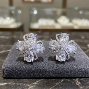 CAOSHI Trendy Unique Design Cubic Zirconia Pear Cut Gemstone Fairy Flower Micro Insert S925 <b>Silver</b> <b>Women</b> Wedding <b>Stud</b> <b>Earrings</b> - Product Image 2