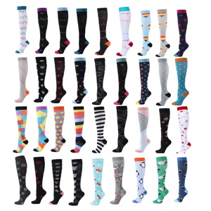 Chaussettes de compression à faible MOQ en stock, 200 modèles, emballage personnalisé OEM, logo de marque privée, chaussettes de compression hautes pour grossistes - Product Image 3