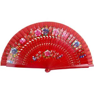 Éventail pliant vintage espagnol FAREA pour femmes, éventail à main en bois peint de fleurs des deux côtés, style bohème, pour la danse, la décoration de festival et comme cadeau - Product Image 1