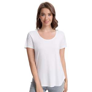 T-shirt décontracté d'été pour femme en viscose de bambou à col rond et manches courtes, basique et doux, idéal pour la détente ou comme pyjama, tailles S-XXL - Product Image 1