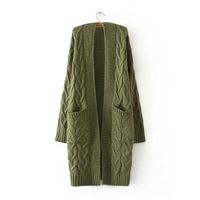 Mode féminine hiver automne avant pull ouvert Cardigan Long manteau tricoté dames pour la vente en gros