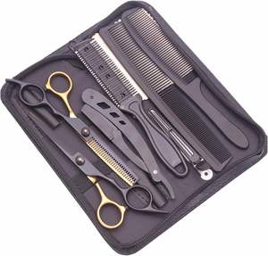 Hairdressing Scissors 6'' Japan Stainless Black Hair Cutting Scissors Thinning Shears Hair Scissors Haircut <b>Set</b> Combs C1001 - Product Image 4