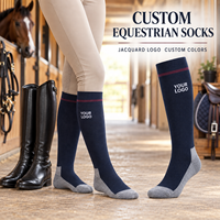 Chaussettes d'équitation personnalisées avec logo pour femmes, chaussettes hautes pour bottes de cheval, logo jacquard, OEM, marque privée, vente en gros, usine