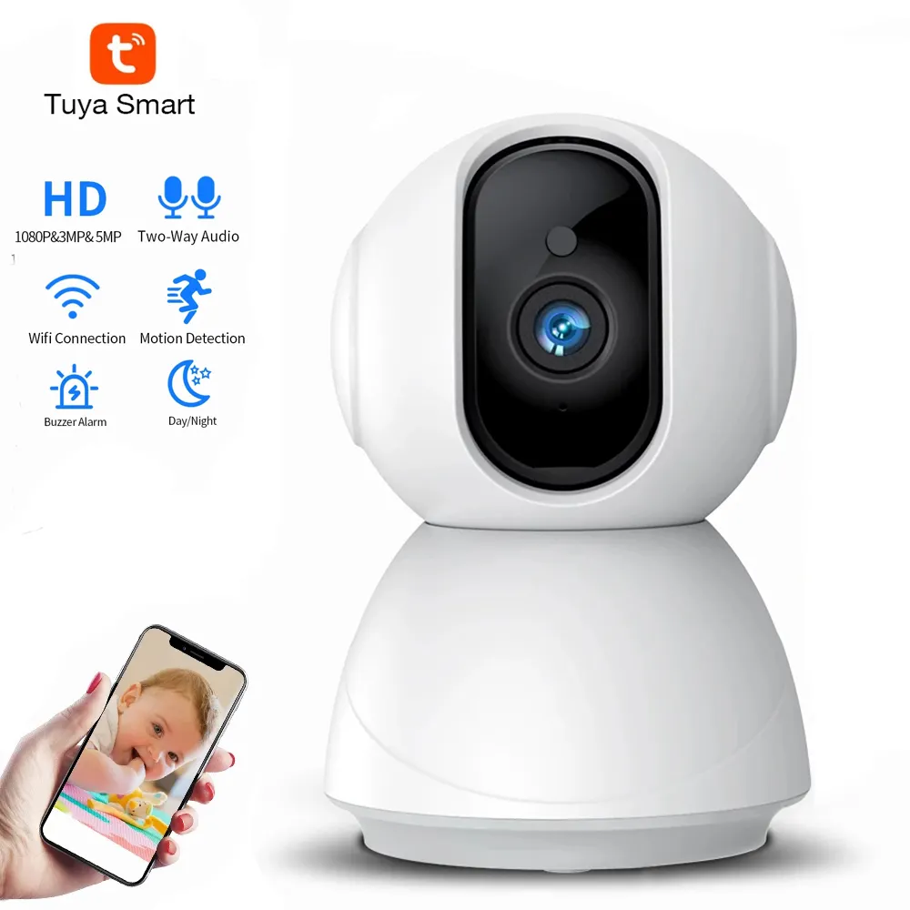 Tuya-cámara IP inalámbrica de seguridad, videocámara de vigilancia con Zoom Digital 4X, IA, detección humana, 5MP, 3MP, 1080P, Wifi, PTZ