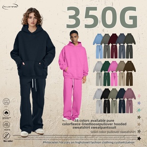 QianXi 2026 Winter Men's Hooded Fleece Sweatshirt &amp; Sweatpants Set 350g Polyester/Cotton Breathable Streetwear Trousers For Men - Product Image 4