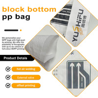 Sac à valve à fond plat imprimé sur mesure de 25 kg, sac tissé en PP laminé BOPP pour l'emballage d'adhésif pour carrelage, de mortier sec et de ciment
