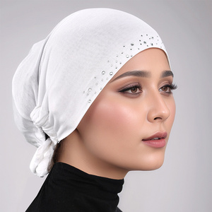 Copricapo con fascia elastica da <span class=keywords><strong>donna</strong></span> con strass e fasciatura musulmana in Jersey con foulard Hijab interno da <span class=keywords><strong>donna</strong></span> - Product Image 2