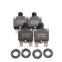 Disjoncteur thermique 5A 8A 15A 20A 125/250VAC avec bornes à connexion rapide et kit d'assortiment de couvercle de bouton étanche
