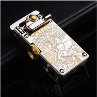 Briquet à silex compact vintage CHIEF en cuivre pur et laiton, rechargeable, avec logo personnalisé, pour cigarettes, cadeaux d'affaires CF708