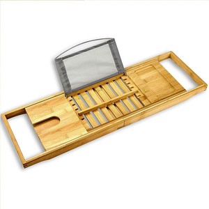 Estante de bambú para bañera, estante de almacenamiento multifuncional para baño, estante telescópico antideslizante para baño, estante para vinos al por mayor. - Product Image 4