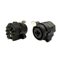 Conectores XLR Hembra de 3 Pines para Montaje en Panel, Conector Recto, ABS, Cobre, Negro