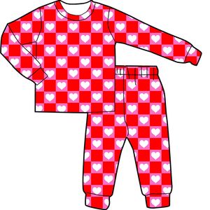 Conjunto de Pijamas para el Día de San Valentín al por Mayor, Sublimación con Estampado de Besos, Conjunto Familiar de Mamá e Hija, Ropa para Niños y Bebés - Product Image 1