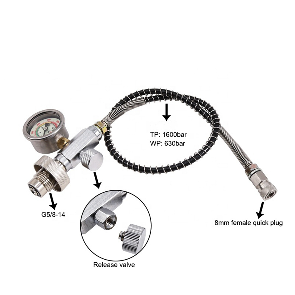 ADAPTATEUR DE REMPLISSAGE PCP pour avec valve din 300 bar et fil G5/8