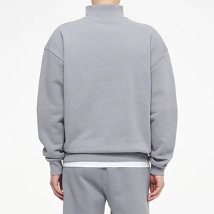 Felpa da <span class=keywords><strong>uomo</strong></span> personalizzata all'ingrosso con mezza zip, <span class=keywords><strong>senza</strong></span> <span class=keywords><strong>cappuccio</strong></span>, tinta unita, oversize, con logo personalizzato, in pile, con cerniera 1/4 - Product Image 4