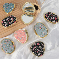 Nouveautés Miroir de Maquillage Cadeau Compact Floral de Poche Pliant Portable pour Filles et Femmes