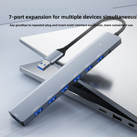 Hub USB 3.0 multifonctionnel 7 en 1, hub USB haute vitesse, séparateur de type C pour accessoires informatiques PC, hub multiport 4 USB 3.0