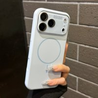 Coque pour iPhone 17 Pro Max avec aimant, en silicone liquide tout-en-un, anti-chute, compatible iPhone 16, 15, 14, 13, avec film de protection pour objectif
