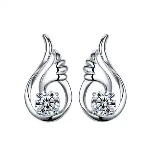 Fine Jewelry 925 Sterling Silver Rose Gold Plating Freshwater Pearl Love Stud Earrings