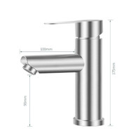 Keran Kamar Mandi Stainless Steel SUS304 Satu Lubang Model Mixer Tap Deck Mount Warna Hitam Keran Satu Gagang untuk Wastafel/Lavatory