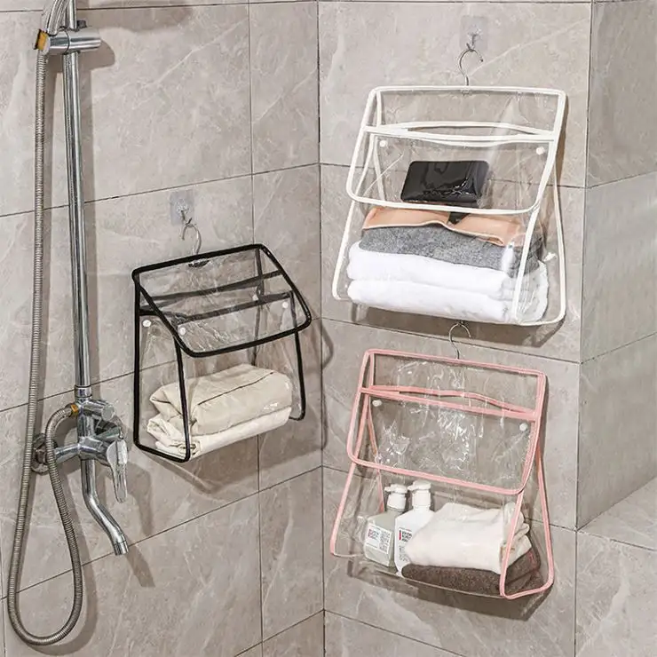 HSFT tas penyimpanan gantung kamar mandi, perlengkapan mandi Shower Organizer kamar mandi terpasang di dinding tahan air