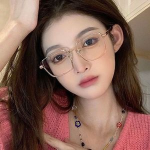 Other Anti Blue Light Glasses Large Square <b>Frame</b> Metal Full <b>Frame</b> Artistic Retro Style For Women - Product Image 3