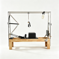 Kursi Pilates FEIFANHONGYU dengan Rangka Kayu, Pegas Pedal Terpisah, Pegangan yang Dapat Disesuaikan, Peralatan Pilates untuk Rumah, Studio, dan Gym