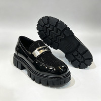 Mocassins noirs à semelle épaisse pour garçons, style décontracté pour le campus, les fêtes, les étudiants et le quotidien