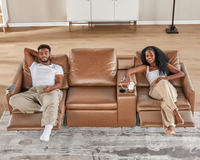 Großhandel Brauner Elektrischer Relaxsessel Einzelner Elektrischer Liegestuhl mit USB-Ladeanschluss Leder-Relaxsessel für Wohnzimmer