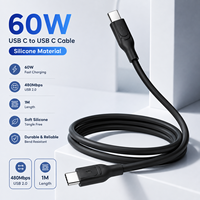 Câble USB C OEM ODM 60W 1,0m Type C vers C PD Charge Rapide 3A USB 2.0 Câble de Données Tressé en Nylon pour Appareils Mobiles