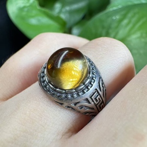 แหวนเงินแท้ S925 ดีไซน์วินเทจทันสมัย ปรับขนาดได้ ประดับด้วยซิทรินธรรมชาติ ทรงกรอบ สำหรับงานแต่งงานและเป็นของขวัญ - Product Image 2