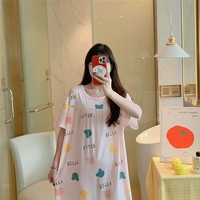 Robe de nuit douce pour femme, imprimé floral d'été, vêtements de détente amples, pyjama décontracté pour femme, robe de nuit fine à manches courtes