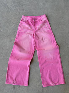 Pantalones <span class=keywords><strong>Vaqueros</strong></span> Anchos de Mezclilla <span class=keywords><strong>para</strong></span> <span class=keywords><strong>Hombre</strong></span>, Estilo Vintage, Lavado Ácido, Desgastado, Personalizado, <span class=keywords><strong>con</strong></span> Tachuelas, Rotos, Estilo Globo, Color Rosa, <span class=keywords><strong>para</strong></span> Ropa Urbana - Product Image 1