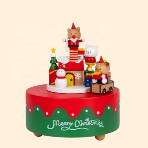 OEM/ODM nouvelle idée personnalisée arbre de Noël carrousel boîte à musique Noël tasse à café animaux carrousel boîte à musique pour cadeau - Product Image 5
