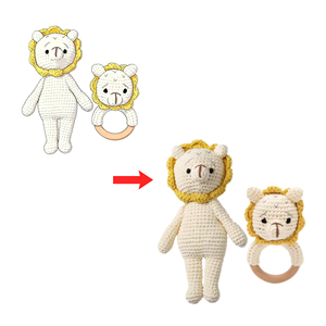 Haute Qualité <span class=keywords><strong>Lion</strong></span> Crochet Bébé Anneau De Dentition Hochet Jouet Personnalisable Super Doux En Peluche Couette 12cm Halloween Rempli PP Coton Maille - Product Image 1