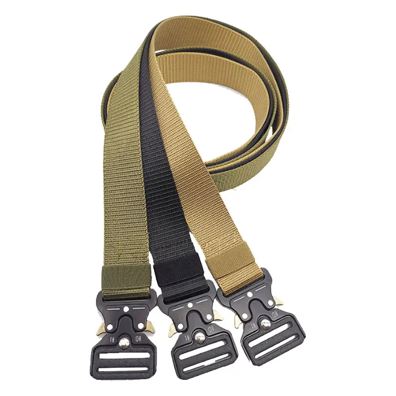 Custom High Quality Strap Automatic Buckle Nylon Male Tactical Waist Belt Men Canvas webbing Hunting Hiking Belts