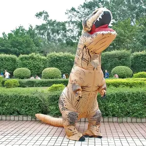 Kostum tiup otot Halloween Tyrannosaurus Rex desain lucu maskot hewan tiup kostum dinosaurus t-rex setelan terisi