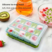 Moule à glaçons en silicone grand format, 15 cavités, forme flocon de neige, écologique, portable, durable, avec couvercle