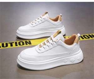 Nouvelles chaussures de marche décontractées pour hommes, style sport, respirantes, blanches, tendance, toutes saisons, avec semelle intérieure compensée en PU - Product Image 1