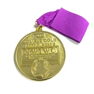 Medalhas de ouro de liga de zinco personalizadas de alta qualidade para concursos de vinho em metal
