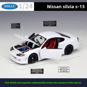 WELLY 1:24 Nissan Silvia S-15 Modellino <span class=keywords><strong>Auto</strong></span> in Metallo con Porte Apribili per Collezionisti, Regalo, Vendita all'Ingrosso - Product Image 3