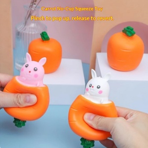 Carrot Rabbit Silicone & Plastic Squeezing Stress Relieving Toy for 5 to 7 Years <b>Old</b> <b>Mini</b> Squeezing Cup Little Rabbit Toy - Product Image 3