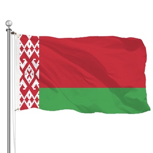 Drapeaux nationaux personnalisés en gros 90x150cm Drapeau de la Biélorussie République de Biélorussie Drapeau rouge et vert orné 100D Polyester - Product Image 1